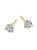 Sterling Silver With Martini Setting Clear Cubic Zirconia Solitaire Stud Earrings - Gold