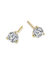 Sterling Silver With Martini Setting Clear Cubic Zirconia Solitaire Stud Earrings - Gold
