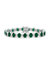 Sterling Silver with Oval Colored & Clear Cubic Zirconia Tennis Bracelet - Emerald