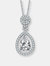 Sterling Silver With Rhodium Plated Clear Pear With Round Cubic Zirconia Accent Drop Necklace - Silver