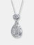 Sterling Silver With Rhodium Plated Pear And Round Cz Accent Drop Pendant Necklace