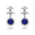 Sterling Silver With Round Blue Sapphire & Diamond Cubic Zirconia Formal Dangle Drop Cluster Earrings - Sliver