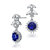Sterling Silver With Round Blue Sapphire & Diamond Cubic Zirconia Formal Dangle Drop Cluster Earrings