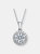 Sterling Silver with Round Colored Cubic Zirconia Pendant Necklace - White