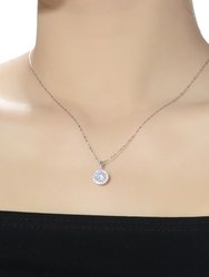 Sterling Silver with Round Colored Cubic Zirconia Pendant Necklace