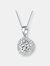 Sterling Silver with Round Colored Cubic Zirconia Pendant Necklace