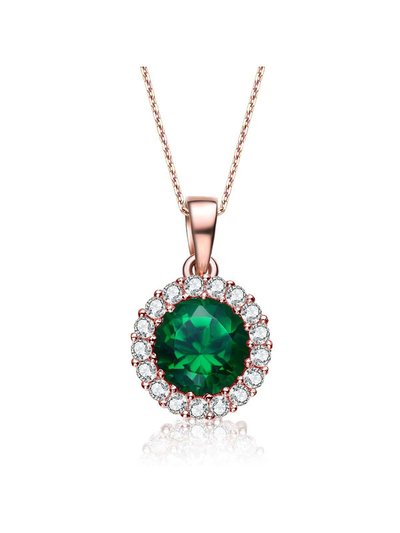 Genevive Sterling Silver With Round Colored Cubic Zirconia Pendant Necklace product