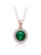 Sterling Silver With Round Colored Cubic Zirconia Pendant Necklace - Emerald