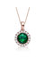 Sterling Silver With Round Colored Cubic Zirconia Pendant Necklace - Emerald