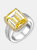Sterling Silver Yellow Asscher Cubic Zirconia Triple Pave Ring - Yellow