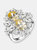 Sterling Silver Yellow Cubic Zirconia Coctail Ring - Yellow