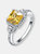 Sterling Silver Yellow Cubic Zirconia Halo Coctail  Ring - Yellow