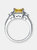 Sterling Silver Yellow Cubic Zirconia Halo Coctail  Ring