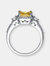 Sterling Silver Yellow Cubic Zirconia Halo Coctail  Ring