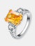 Sterling Silver Yellow Cubic Zirconia Modern Ring - Yellow