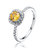 Sterling Silver Yellow Cubic Zirconia Solitaire Ring - Yellow