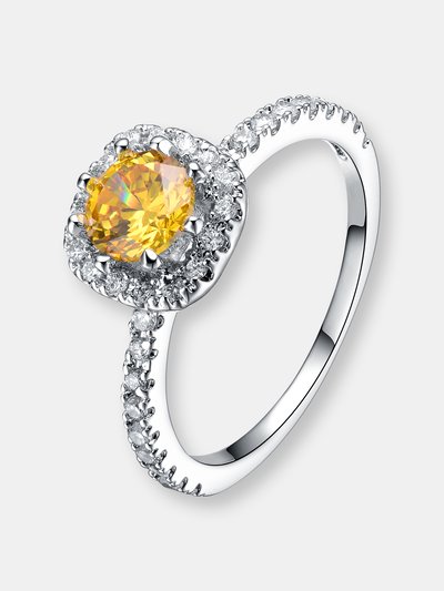 Genevive Sterling Silver Yellow Cubic Zirconia Solitaire Ring product