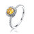 Sterling Silver Yellow Cubic Zirconia Solitaire Ring - Yellow