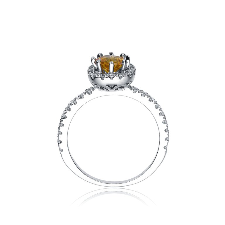 Sterling Silver Yellow Cubic Zirconia Solitaire Ring