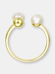 Sterling SilverGold Plated 5MM Freshwater Pearl Modern Ring