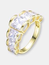 Sterling Sivlver Gold Plated Cubic Zirconia Vintage Ring - Gold