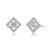 Stylish Platinum Plated Halo Stud Earrings - White