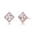 Stylish Platinum Plated Halo Stud Earrings - Pink