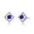 Stylish Platinum Plated Halo Stud Earrings - Blue