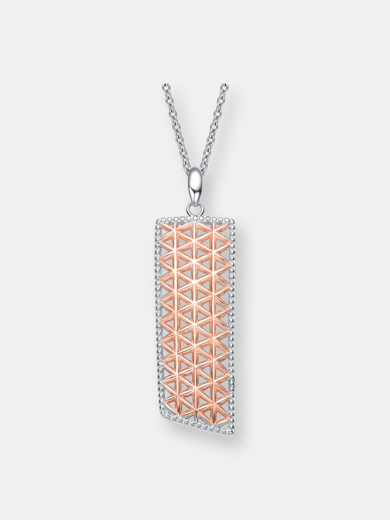 Stylish Sterling Silver Two-Tone Pendant Necklace - Pink