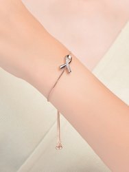 Teens' Sterling Silver 18k Rose Gold Plated with Clear Cubic Zirconia Loop Bracelet