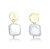Very Stylish Sterling Silver With 14k Yellow Gold Plating With Genuine Freshwater Pearl Dangling Earrings - Gold