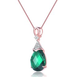 White And Green Cubic Zirconia Rose Gold Plated Sterling Silver Necklace