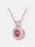 White And Red Cubic Zirconia Rose Gold Plated Sterling Silver Pendant
