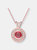 White And Red Cubic Zirconia Rose Gold Plated Sterling Silver Pendant - Red