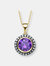 Yellow Gold Plated Round Purple Cubic Zirconia Pendant Necklace - Purple