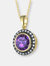 Yellow Gold Plated Round Purple Cubic Zirconia Pendant Necklace
