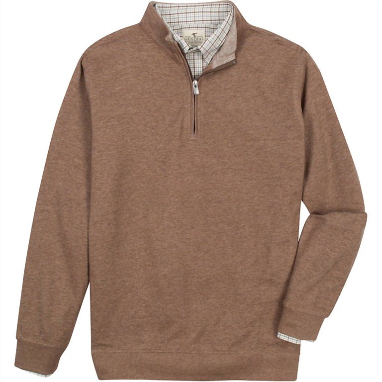 Cotton/Modal Quarter Zip In Cigar - Cigar