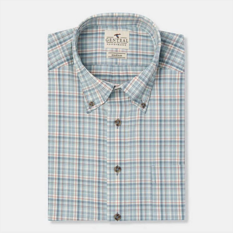 Men's Burlington Plaid Performance Woven Top In Cambridge Blue - Cambridge Blue