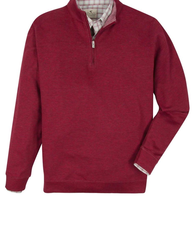 Men's Cotton Modal Quarter Zip Sweatshirt In Merlot - Merlot