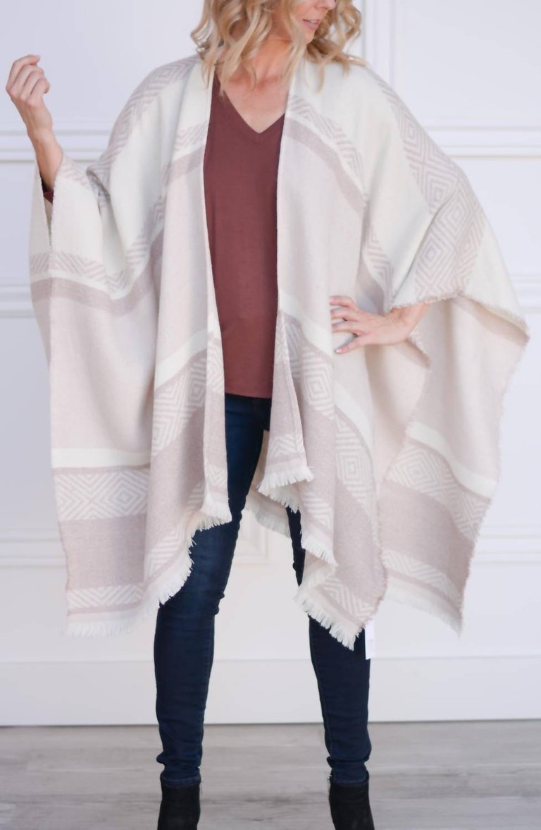 Kirin Poncho In Ivory Mauve - Ivory Mauve