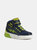 Boys Grayjay Leather Lined Sneakers - Navy/Lime