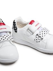 Geox Baby New Flick Leather Sneakers (White/Black)