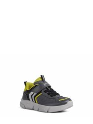 Geox Boys Aril Sneakers - Dark Grey/Lime