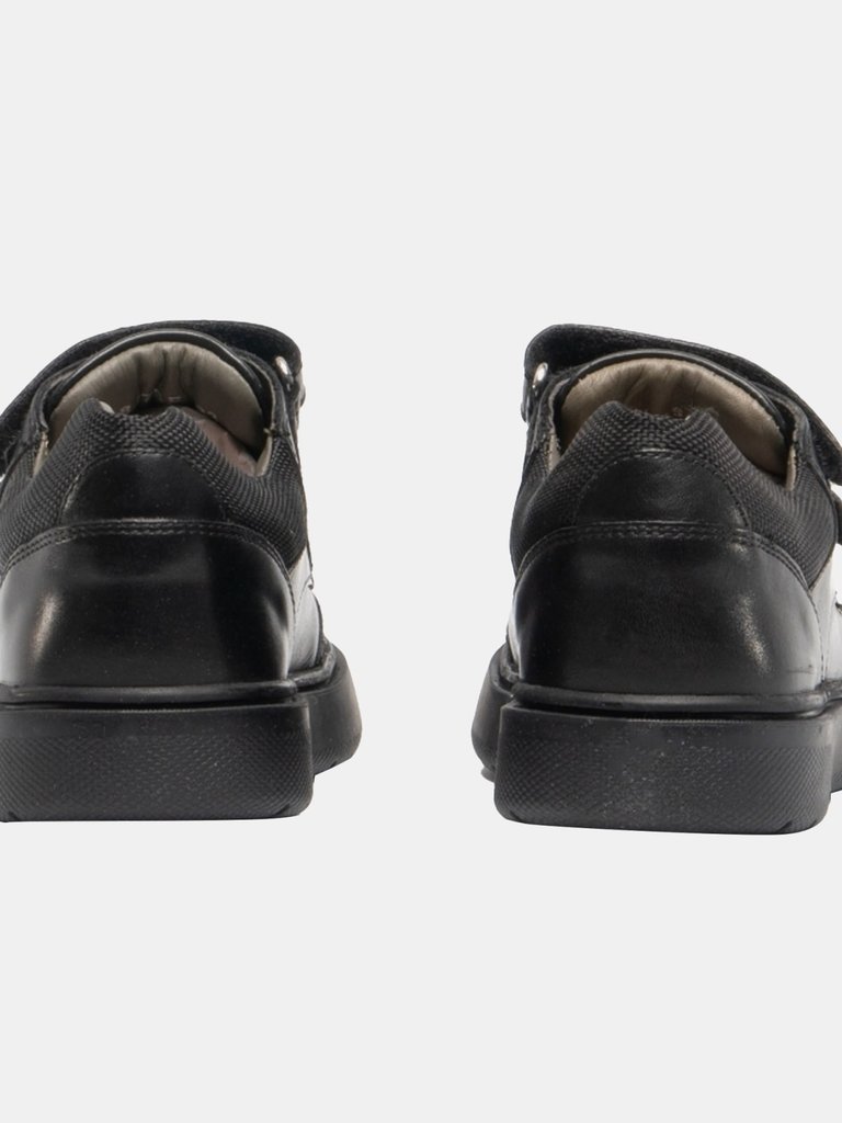 Geox Boys J Riddock Touch Fastening Leather Shoe (Black) (12 Little Kid)