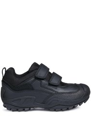 Geox Boys New Savage Abx Leather Sneakers (Black) (4 Big Kid)