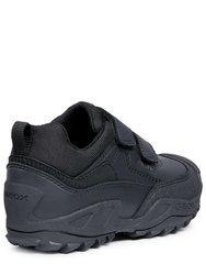 Geox Boys New Savage Abx Leather Sneakers (Black) (4 Big Kid)