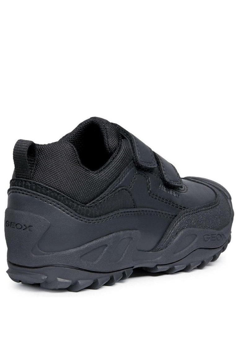 Geox Boys New Savage Abx Leather Sneakers (Black) (4 Big Kid)