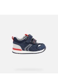 Geox Boys Rishon Leather Sneakers (Navy)