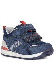 Geox Boys Rishon Leather Sneakers (Navy) - Navy