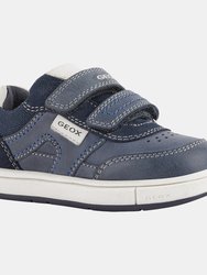 Geox Boys Trottola Leather Sneakers - Navy/White